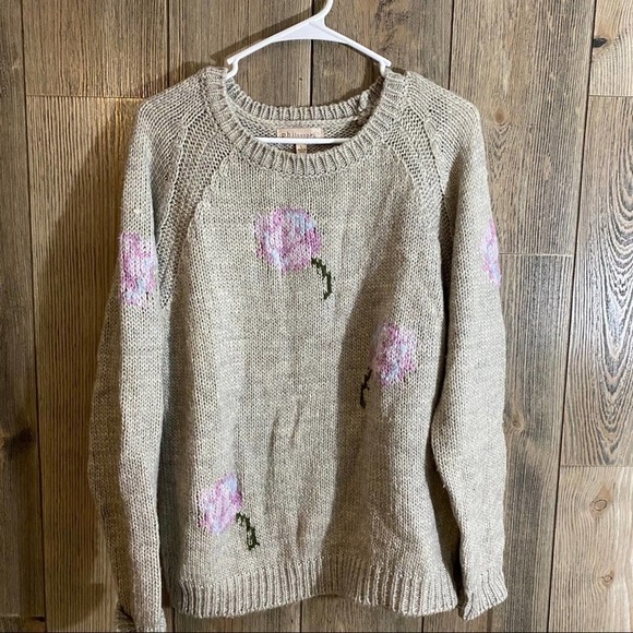 PHILOSOPHY Wool Blend Floral Knit Sweater gray - Picture 2 of 7